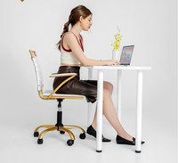 Chaise de bureau pivotante ergonomique de luxe en cuir PU, noir et or, chaise de bureau d'ordinateur