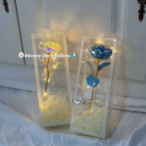Gökkuşağı holografik el yapımı plastik yapay ebedi gül buket çiçek DIY kiti sevgililer günü noel doğum günü hediyeleri için - Product Image 4