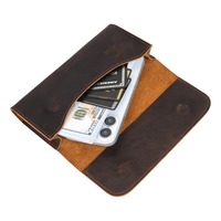 Dompet Pria FSW459 Model Kancing Baru, Dompet Kartu Uang Vintage Solid, Dompet Tipis Lapisan Atas Sederhana untuk Remaja