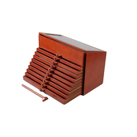 Boîte de rangement en bois rouge brillant de luxe sur mesure en gros avec couvercle en verre transparent, coffret à souvenirs rectangulaire multifonctionnel en bois
