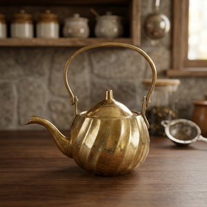 <b>Vintage</b> Brass Tea <b>Kettle</b> With Lid Metal Handle Water Pot <b>Kettles</b> - Product Image 4