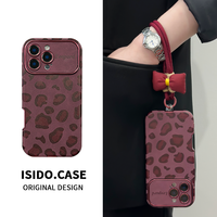 Tschick nouvelle coque de téléphone en cuir imprimé léopard marron adaptée à l'iPhone 12 13 14 15 16 Pro housse de protection à corde longue et courte