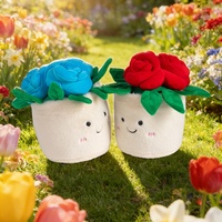 Plante en peluche rembourrée en coton PP de 20 cm, fleurs douces en rose rouge, rose, jaune, bleu, vert, orange, plante en pot