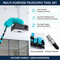 Kit de dépoussiérage multi-têtes avec crochet de suspension en fer, ouvre-panneau de toit, têtes longues et irrégulières, écologique, 4 sections, longueur extensible 1,8 m