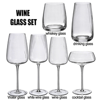 Verre à eau en cristal transparent soufflé à la main Samyo, gobelet à vin rouge à nervures origami, ensemble de verres pour hôtel, fête