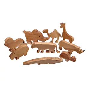 Individuelles Naturholz Buchenwald Tierspielzeug Kleinkind pädagogisches Wildtier-Spielzeug für 2-4 und 5-7 Jahre Boxverpackung