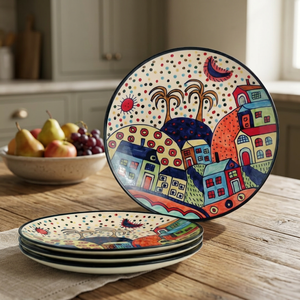 Premium Quality Handmade Durable Ceramic Round <b>Plate</b> Bohemian Design Table Decoration <b>Mats</b> & Pads 300mm Diameter 8mm Thick - Product Image 1