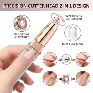 Appareil d'épilation du <span class=keywords><strong>visage</strong></span> rechargeable pour femmes 2 en 1 Épilateur électrique rechargeable pour sourcils - Product Image 3