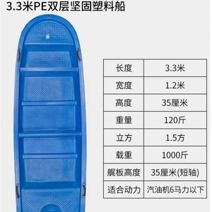 Bote de trabajo de plástico Pe3.3 de 3.3M con motor fuera de borda para pesca y limpieza de ríos - Product Image 4