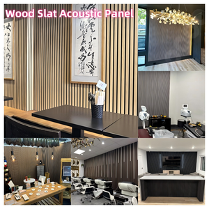 Entrepôt américain livraison gratuite matériaux d'insonorisation panneau mural à lattes acoustiques lamelles de bois panneau acoustique PET - Product Image 5