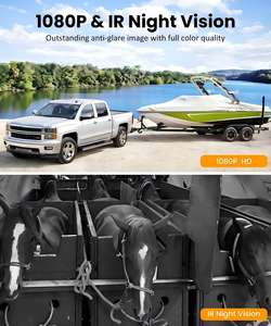Caméra de recul solaire sans fil avec base magnétique, alimentée par batterie, moniteur 5 pouces avec écran partagé pour camping-cars, caravanes, remorques, transporteurs de chevaux, fourgonnettes - Product Image 5