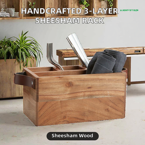 Soporte para Cucharas Ajustable de Madera de Sheesham Clásico de Una Sola Capa, Hecho a Mano, Sostenible, con Acabado Premium para una Encimera Organizada - Product Image 2