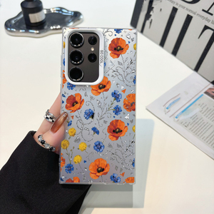 Funda Protectora para Teléfono Móvil Samsung A16 A21S A24 A25 A26 A32 <span class=keywords><strong>A33</strong></span>, Diseño de Flores Naranjas, Plateado Electroplacado, TPU y PC - Product Image 3