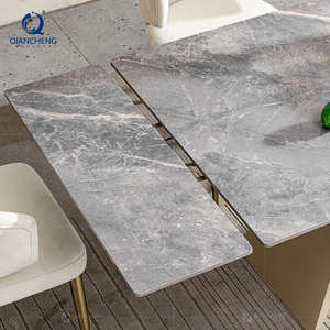 Juego de muebles de comedor retráctiles de gran tamaño modernos italianos rentables Mesa de comedor compuesta de piedra sinterizada de vidrio templado - Product Image 5
