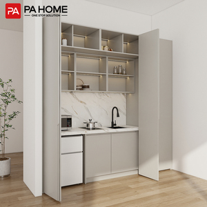 <span class=keywords><strong>Meuble</strong></span> de rangement autoportant <span class=keywords><strong>haut</strong></span> avec portes pour <span class=keywords><strong>cuisine</strong></span> compacte, idéal pour hôtels et appartements – Style personnalisé - Product Image 2