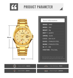 Orologio <span class=keywords><strong>da</strong></span> <span class=keywords><strong>Polso</strong></span> Skmei 9166 Dorato in Acciaio Inossidabile con Movimento al Quarzo per Uomo - Product Image 6