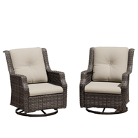 Ensemble de jardin moderne pour villa, chaises de patio pivotantes d'extérieur, structure en osier, coussins en tissu Olefin, mobilier d'extérieur