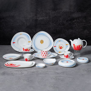 Juego de Vajilla de Cerámica con Tema Oceánico - Platos y Tazas con Diseño Irregular de <span class=keywords><strong>Coral</strong></span> y Peces para Restaurante de Mariscos - Product Image 2