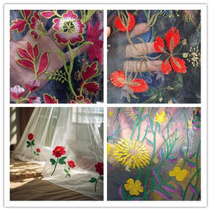 여자의 결혼식 드레스 여자 소년을위한 사용자 정의 흰색 꽃 자수 레이스 불룩한 100 폴리 에스테르 통기성 메쉬 직물 - Product Image 5