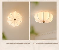 Plafonnier en Faux Soie Effet Pétale de Citrouille, Style Wabi Sabi Japonais Crème, Dimmable E27 pour Chambre, Salon, Salle à Manger, Bureau