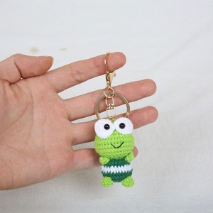 Porte-clés créatif en forme de petite grenouille, fait main au crochet, en <span class=keywords><strong>laine</strong></span>, adorable poupée de dessin animé, pendentif fini - Product Image 6