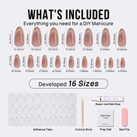 Kit de faux ongles en gel souple de qualité supérieure, forme amande moyenne, effet œil de chat marron, personnalisable, style français, à presser, vente en gros