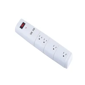US Extension Power Strip 4 Outlet with 2 USB Socket Widely Spaced Outlet Power Strip 125V/15A