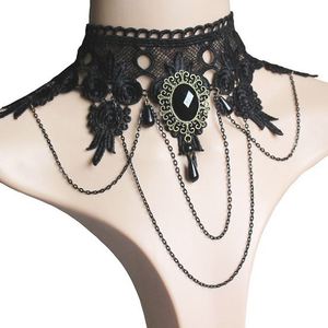 Conjunto de Collar y Pulsera de Estilo Gótico Punk Victoriano para Mujer, Collar de Encaje con Colgante, Gargantilla de Cristal - Product Image 5