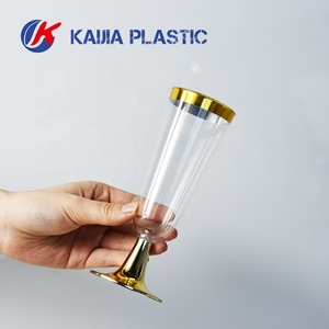 5OZ Weddings Parties Events Clear Plastic <strong>Champagne</strong> <strong>Flutes</strong> With Gold Rim Base Tall PS Hard Goblet For &amp; Wine Glasses Party Cups - Product Image 5