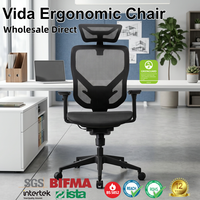 Chaise de bureau ergonomique en maille pour manager, avec verrouillage d'inclinaison, pivotante, accoudoirs 4D réglables, dossier à adaptation automatique et assise coulissante, pour bureau à domicile