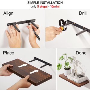 Étagères flottantes en bois pour montage mural, pour <span class=keywords><strong>salle</strong></span> <span class=keywords><strong>de</strong></span> <span class=keywords><strong>bain</strong></span>, chambre, cuisine et livres, étagère décorative suspendue OEM - Product Image 6