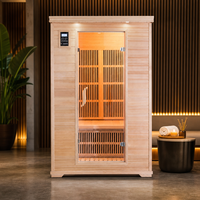 Sauna infrarouge lointain pour 2 personnes, en bois de pruche, avec chauffage au carbone, faible EMF, pour spa domestique intérieur, sauna sec avec panneau de commande