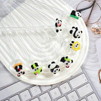 Embout de paille octogonal en caoutchouc anti-poussière de dessin animé compatible avec les gobelets de 30 et 40 oz, embout de paille panda 3D de 10 mm, accessoire pour boisson