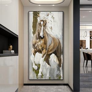 100% pintado a mano decoración de la pared del hogar imagen al óleo Animal caballo elefante caballo <span class=keywords><strong>pintura</strong></span> al óleo lienzo - Product Image 3