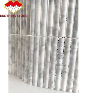 Modern Curve Fluted Interior Wall <strong>Tiles</strong> Ribbed Marble Mosaics Mini Flute Mosaic Bathroom Decoration <strong>Round</strong> Shape