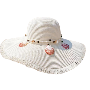 Sombrero de paja Fedora para mujer, ala ancha de 13 cm, protección UV, ajustable de 56-60 cm, transpirable, plegable, con cinta a rayas y cuerda - Product Image 1