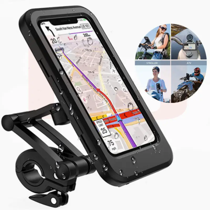 Dudukan Ponsel Sepeda Motor, Anti Air Rotasi 360 Menghilangkan Elektrik GPS Menyelam Sepeda Motor