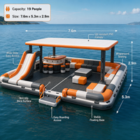 Île flottante gonflable géante pour parc aquatique avec toboggan, canapé-lit et table intégrés, idéale pour la location en complexe hôtelier – Direct Usine