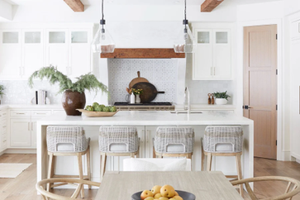 Tapestry Counter <b>Stool</b> -White Flat Rope, Natural Gray Mahogany, Pumice Fabric Durable High <b>Bar</b> <b>Stool</b> for Home <b>Bar</b> & Dining Room - Product Image 5