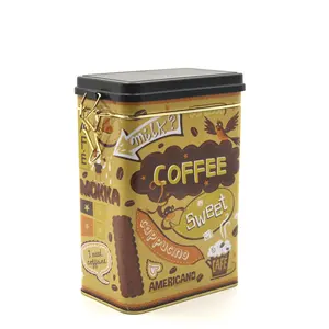 Productos de hojalata personalizados de fábrica, contenedor de caja de Metal rectangular, embalaje de lata de café