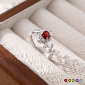 Bague ajustable en argent sterling 925 avec améthyste naturelle ronde de 5 mm, sans ternissement, étanche, bijoux en pierre naturelle - Product Image 4