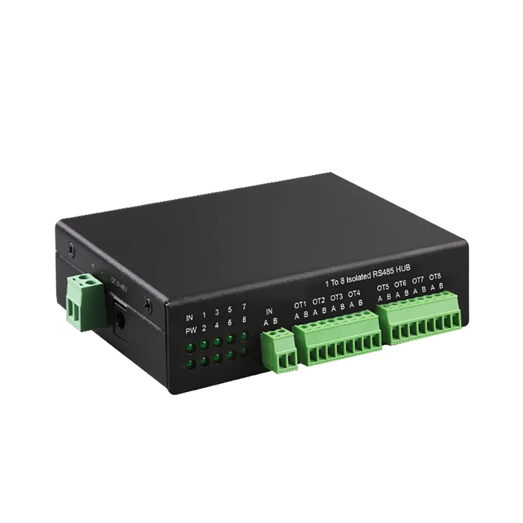 Divisor RS485 de 8 canales, carril Din, 1 puerto, Serial, RS232/422/485 a 8 puertos, Hub RS485