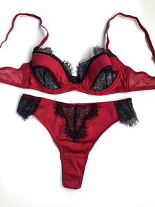 New Fashion Ultra-<b>Thin</b> Embroidered Lace Lingerie Set Wholesale Breathable Steel <b>Ring</b> Eyelashes Lace Underwear Set - Product Image 6