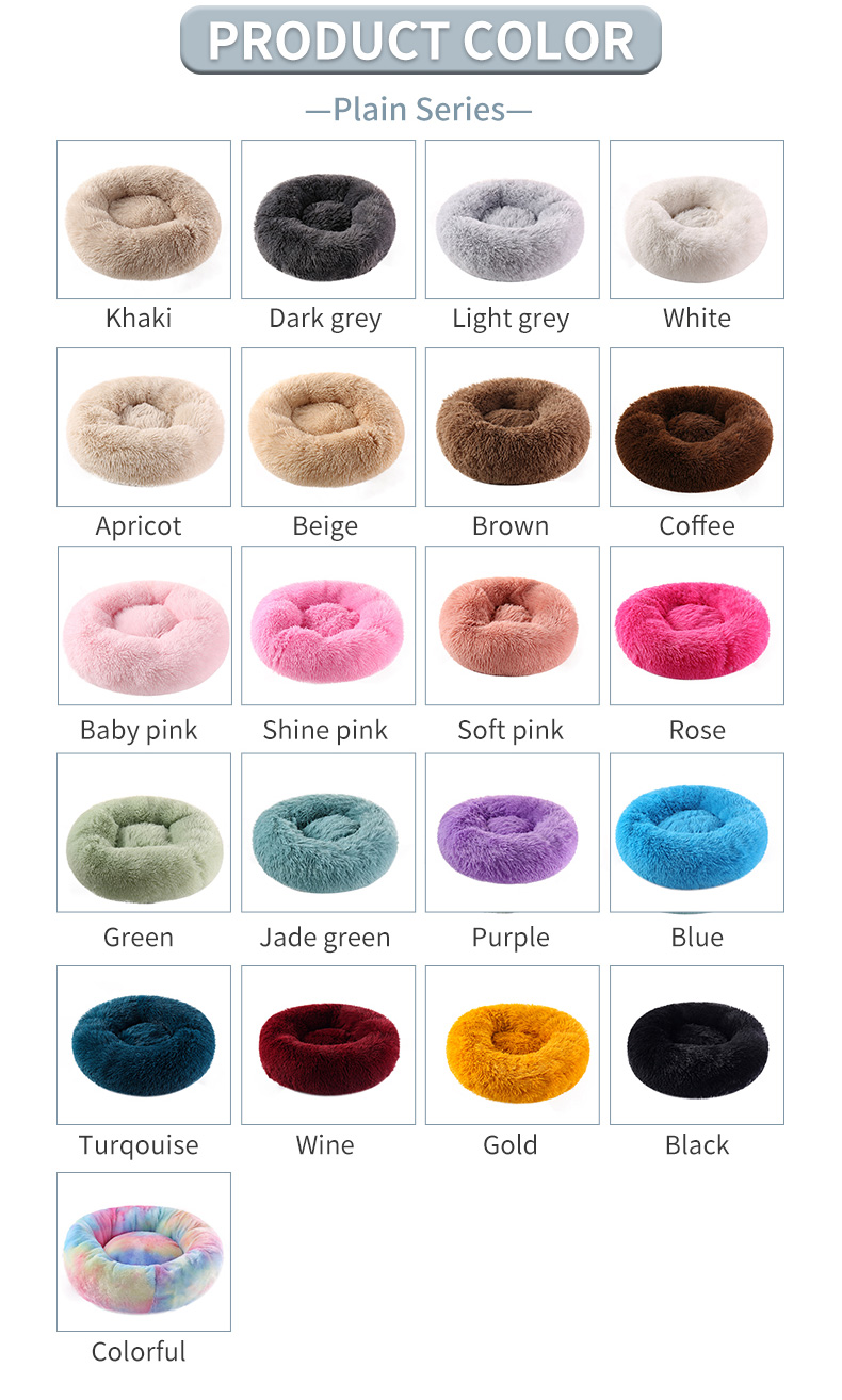 Manufacturer wholesale Plush Round Cozy Calming Donut dog bed dropshipping soft washable Fluffy Cat Bed Removable pet cushion