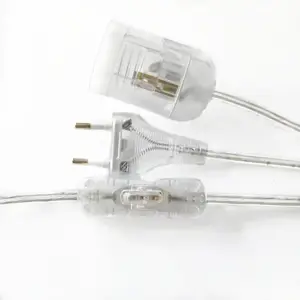 2.5A 250V euro 2 pin electric plug with inline switch ac power extension cord for table lamp