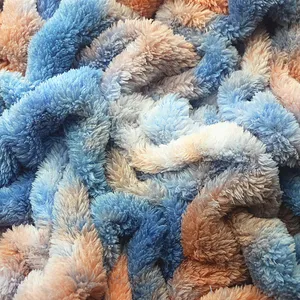 Tie Dyed Sherpa Fleece Polyester Knit Weft Hot Light Faux Fur Beiji Shu Velveteen Plush Sherpa Fleece Fabric for Clothes Blanket