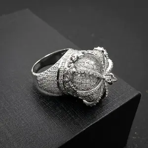 HIP HOP Mossanite Custom Jewelry Herren Luxus Silber 18 Karat vergoldet Vvs Moissan ite Diamond Crown Design Ring