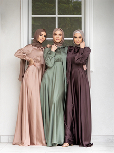 <span class=keywords><strong>Abito</strong></span> <span class=keywords><strong>Vintage</strong></span> islamico donna <span class=keywords><strong>abito</strong></span> O collo a manica lunga tinta unita in raso Abaya Maxi <span class=keywords><strong>abito</strong></span> per musulmani - Product Image 5