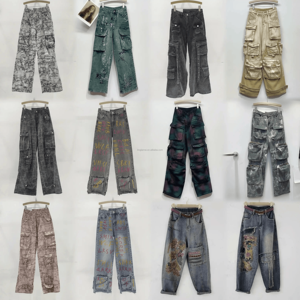 Pantalones de Trabajo para <span class=keywords><strong>Mujer</strong></span>, Gruesos, Retro, de Pierna Recta, con Múltiples Bolsillos, Cintura Media, Talla Grande, Corte Holgado - Product Image 4