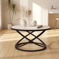 Table d'appoint compacte en fer forgé pour balcon, table d'angle tendance de luxe léger, table à thé avec plateau en marbre, table basse minimaliste pour petit salon